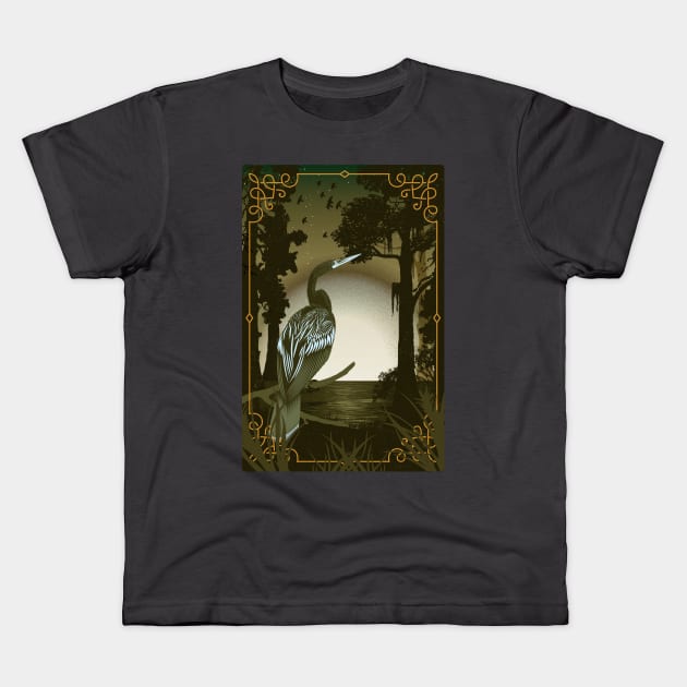 Anhinga (Sepia) Kids T-Shirt by FITmedia